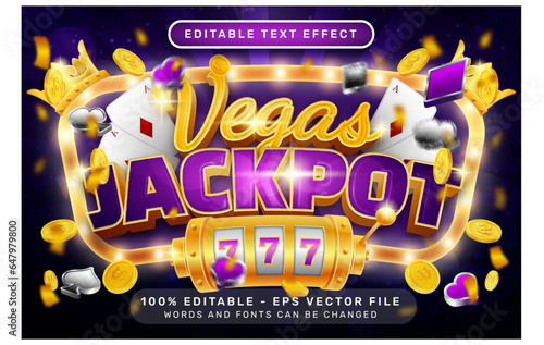 Editable text effect - vegas jackpot casino 3d style concept	