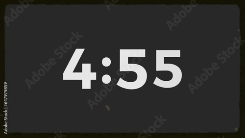 Wallpaper Mural Vintage, old, realtime 5 minutes countdown clock. Worn and damaged in style including marks, scratches and film grain to add a vintage look to your video Torontodigital.ca