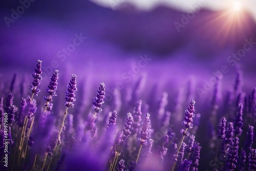 Extreme close-up of abstract blurred lavender fields  soothing purple shades abstract background  isolated background for business