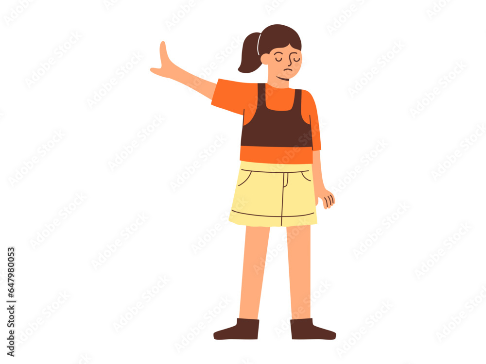 colored female character illustration, design element stop violence against women, stop hand woman pose illustration colored female character illustration, design element stop violence against women, stop hand woman pose illustration