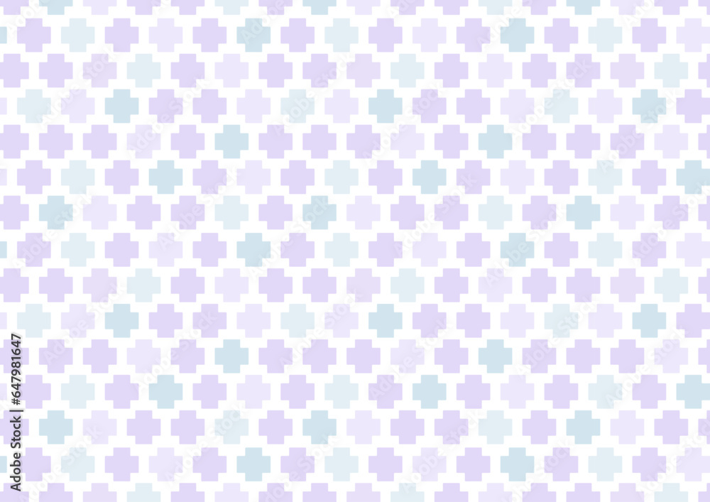 かわいい十字タイルが並んだカラフルなシームレスパターン背景_パターン2_紫色
