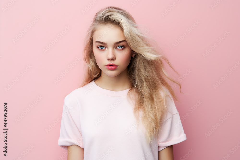 Studio portrait of beautiful teenage girl on different colours background Studio portrait of beautiful teenage girl on different colours background