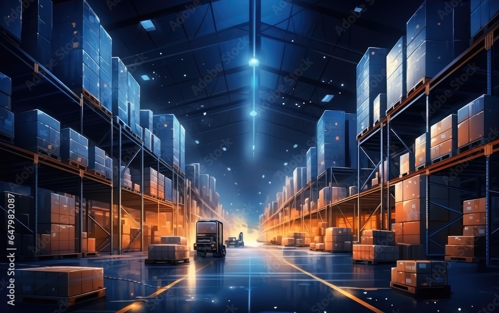 Fototapeta premium al warehouse. Distribution storage and coordina 