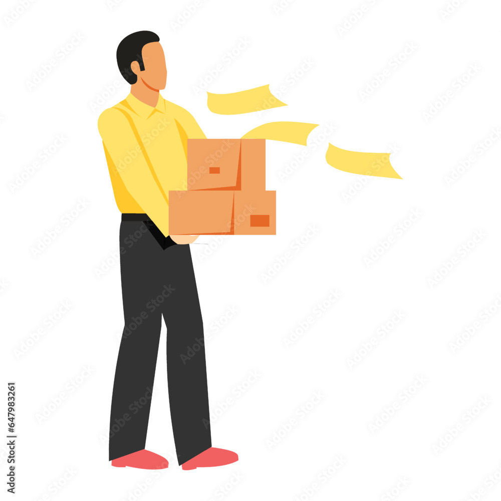 Man with boxes. Delivery service concept. Vector illustration in flat style Man with boxes. Delivery service concept. Vector illustration in flat style