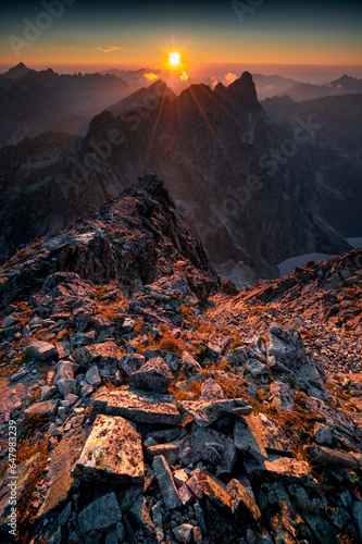 Stunning sunset on the Tatra mountains, Rysy. Poland, Slovakia. Fantastic evening in the Tatra Mountains, incredible climate.