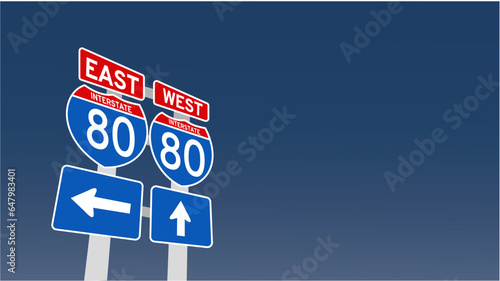 vector illustration of 80 kmh speed limit on Blue Street Traffic Signs