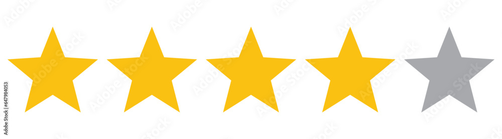 Five star rating icon. Review stars Five star rating icon. Review stars
