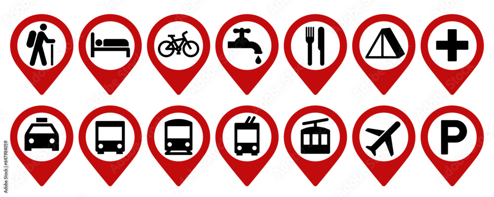 Map pin set. Location point pin set. GPS tap location symbols for apps and websites Map pin set. Location point pin set. GPS tap location symbols for apps and websites