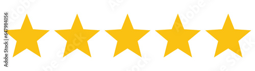 Five star rating icon. Review stars