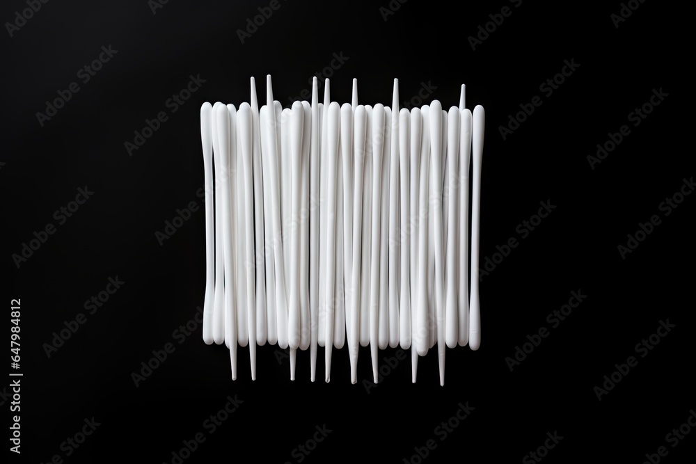 Alternative to cotton buds flat lay top view isolated on black background Alternative to cotton buds flat lay top view isolated on black background