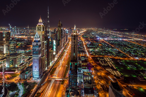 Canvas Print This view looks southbound, past the Dubai International Finance Centre and Burj Khalifa towards the Burj Al Arab and Dubai Marina