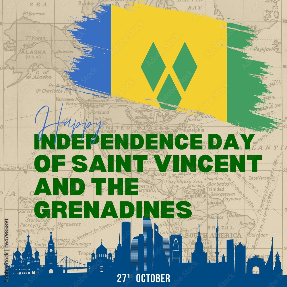 Fototapeta premium Premium Vector | Vector illustration for saint vincent and the grenadines independence day banner