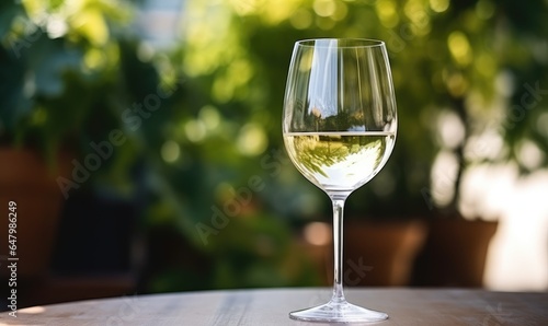 Photo of a glass of wine on a rustic wooden table