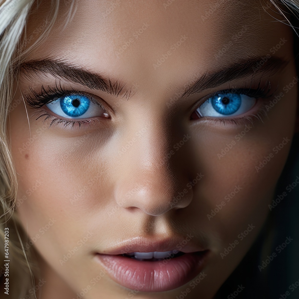 Close up. Portrait of beautiful blond woman with blue eyes. Close up. Portrait of beautiful blond woman with blue eyes.
