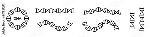 DNA icon, long genetic molecule structure, dna icon line set editable stroke