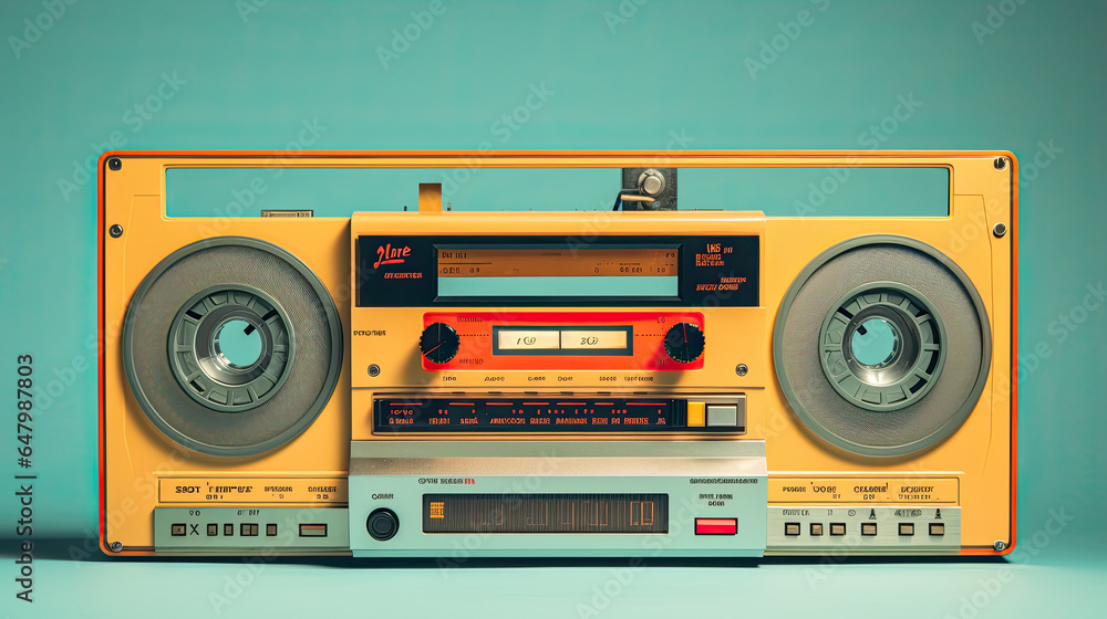 Fototapeta premium Retro audio cassette player on isolated background