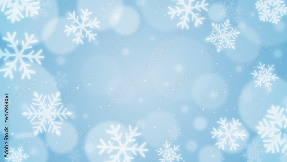 ペールブルーの雪の結晶背景素材