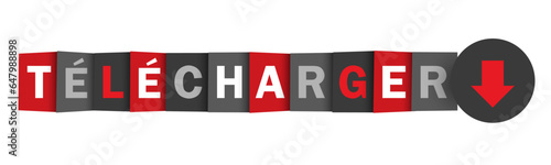 TÉLÉCHARGER (DOWNLOAD in French) gray and red vector typography banner