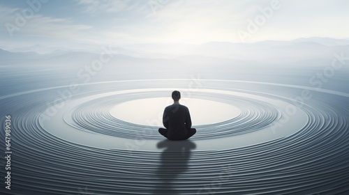 Generative AI, Zen garden, hypnotic simple illustration, calm relax and meditation concept