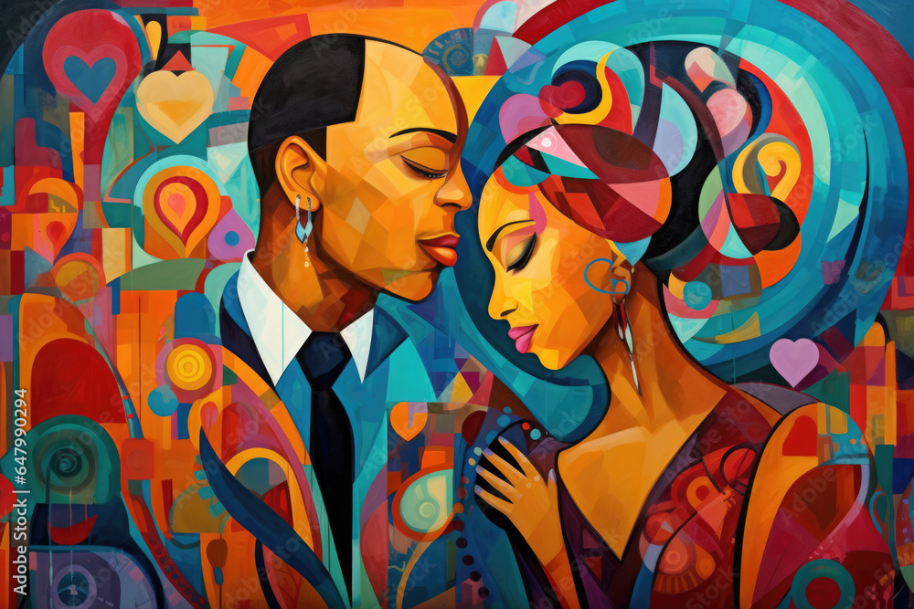 Painting of man and woman engaged in passionate kiss. This romantic image can be used to depict love, affection, relationships, or even as symbol of Valentine's Day. Painting of man and woman engaged in passionate kiss. This romantic image can be used to depict love, affection, relationships, or even as symbol of Valentine's Day.