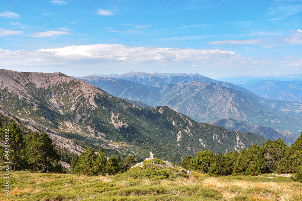 View of the hiking to The Peak of Canigou, in oriental Pyrenees, South of France