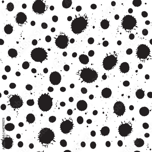 Black Blots, Decorative vector seamless pattern. Repeating background. Tileable wallpaper print.
