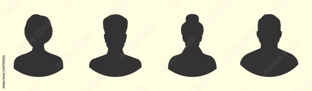 Default anonymous user portrait vector illustration flat graphic vector designs set. Iconic user portrait flat designs collection Default anonymous user portrait vector illustration flat graphic vector designs set. Iconic user portrait flat designs collection