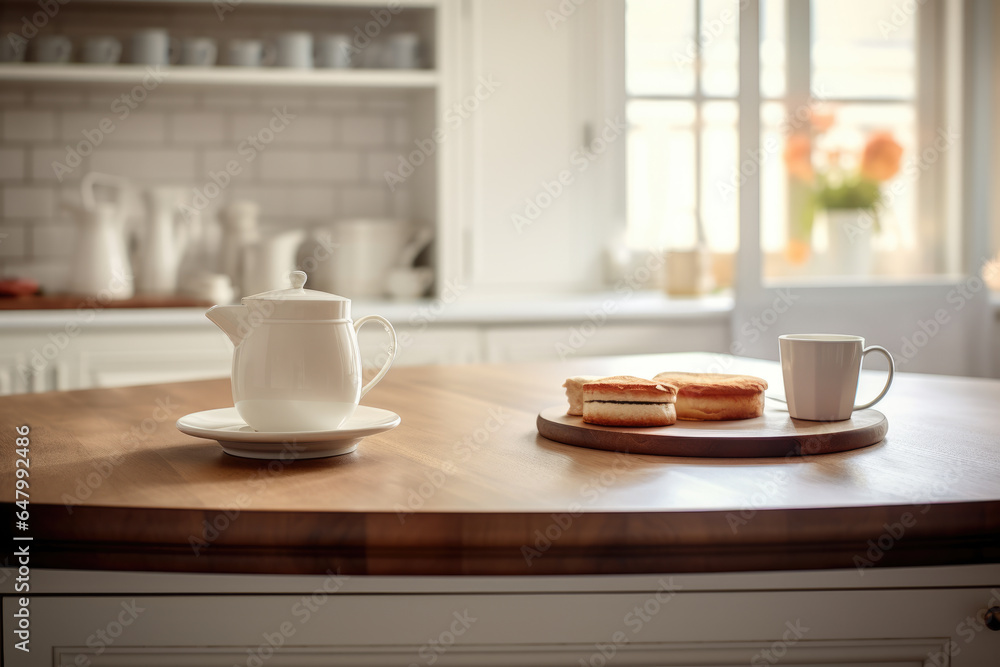 Table with plate of food and cup on it. Suitable for use in restaurants, cafes, or home dining scenes. Table with plate of food and cup on it. Suitable for use in restaurants, cafes, or home dining scenes.