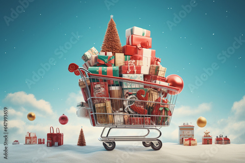 christmas shopping cart photo