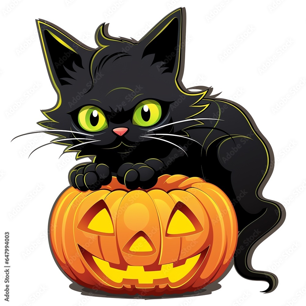 a black cat with a jack-o-lantern a black cat with a jack-o-lantern