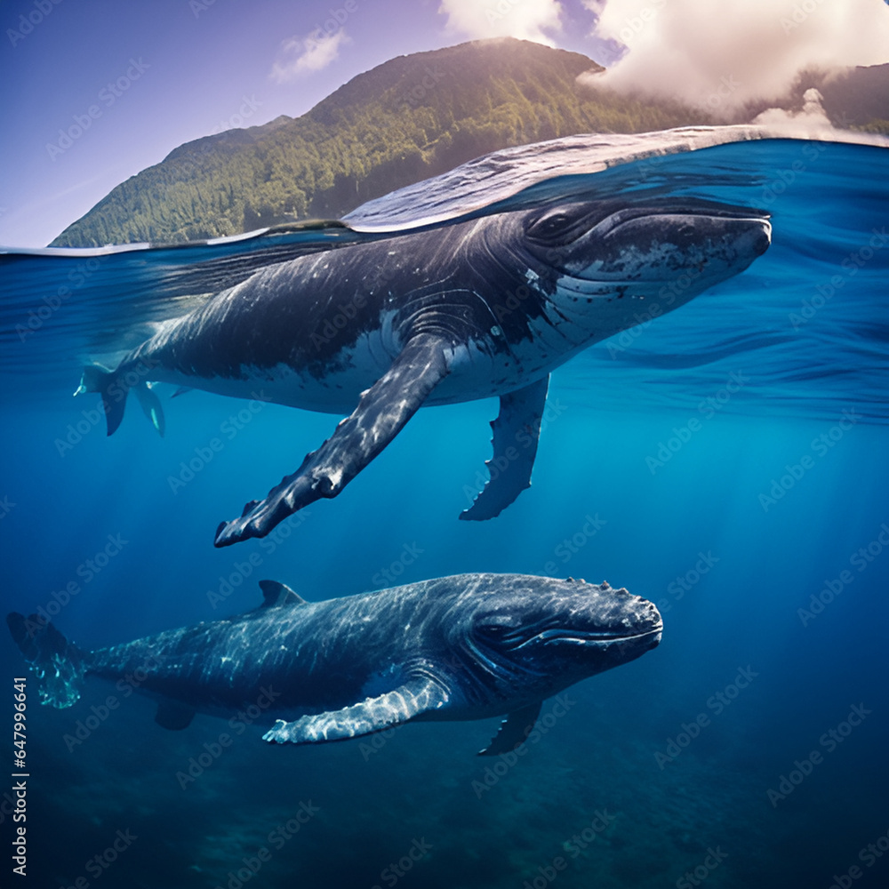 Naklejka premium shark and dolphin