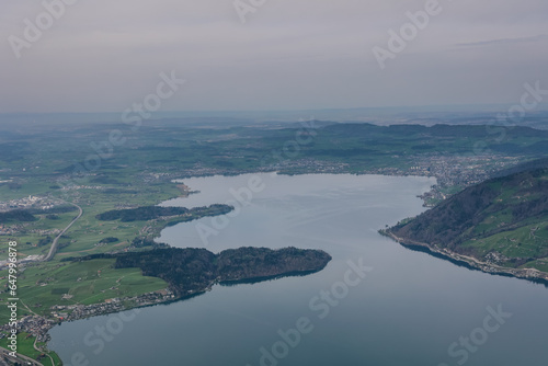 Landscape over Lake Lucerne from Rigi-Kulm viewpoint summit of Mount Rigi.