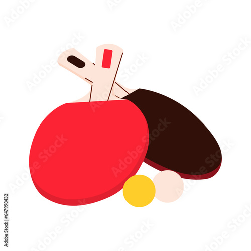 Vector flat illustration of world table tennis day. Ping pong rackets and ball.