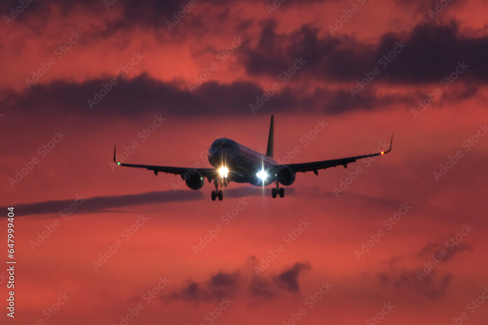 Jet plane in the dawn