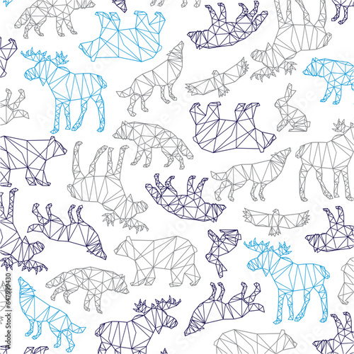 Polygonal vector drawing animals Deer,wolf,bear,eagle,rabbits pattern © Mehmet