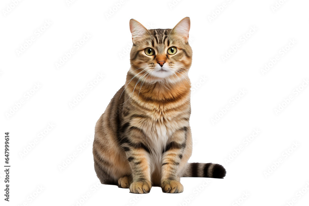 striped cat isolated on transparent png background