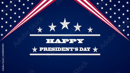 Happy President's Day American Flag Blue Background Design, Banner, Poster, Greeting Card Vector Illustration.