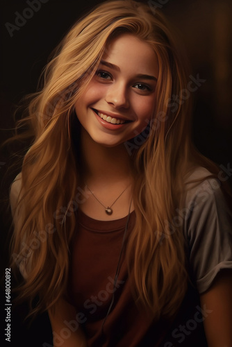 photorealistic visually appealing smiling teenage girl