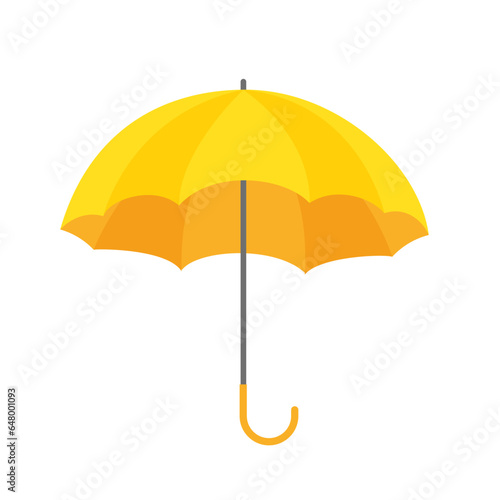 Cartoon colorful yellow umbrella icon. Yellow umbrella with handle protection from rain isolated on white background. stylish rainy weather symbol. Flat style vector Illustration 