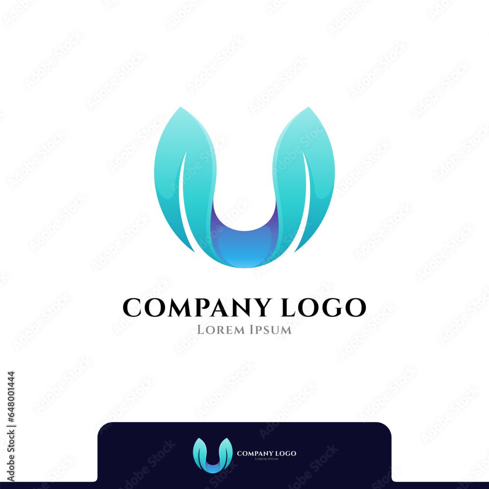 Letter u logo concept with leaf Letter u logo concept with leaf