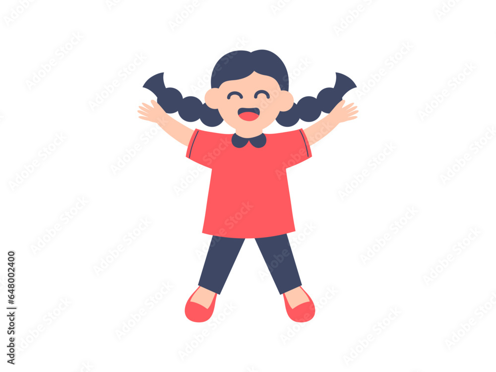illustration of a cute child character, design element for celebrating Children's Day, cartoon character of a happy girl illustration of a cute child character, design element for celebrating Children's Day, cartoon character of a happy girl