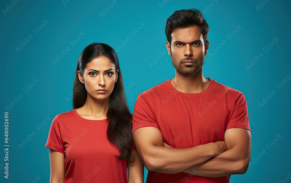 Obraz premium fied young offended frowning couple two friends 