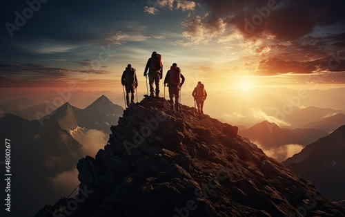  climbers at the top of a high mountain