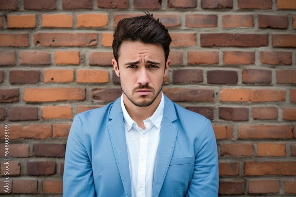 A Man In A Blue Jacket Is Looking At The Camera A Man In A Blue Jacket Is Looking At The Camera