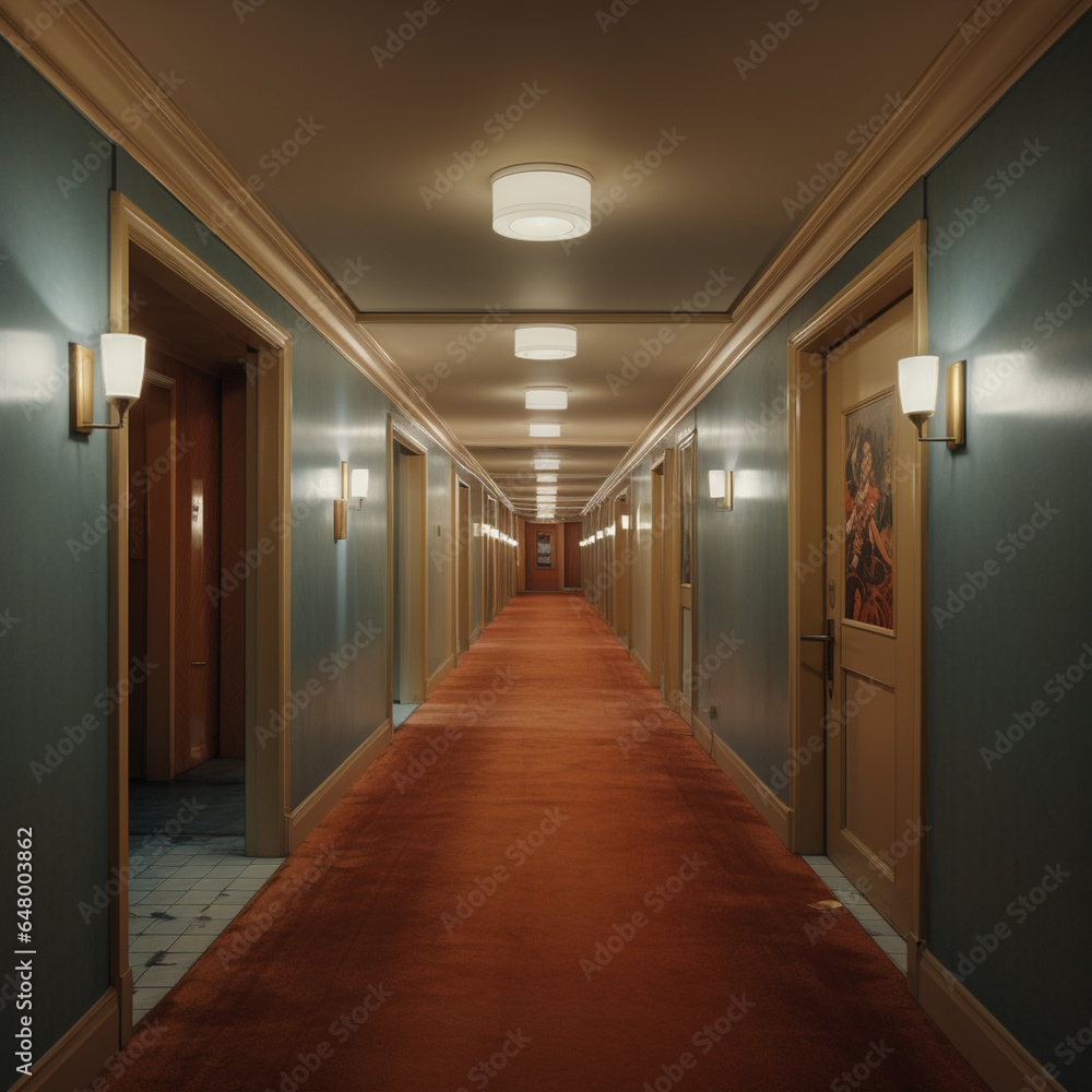 Corridor of a hotel retro.