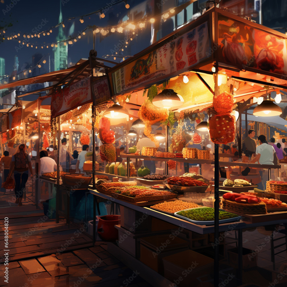 Street market with food.