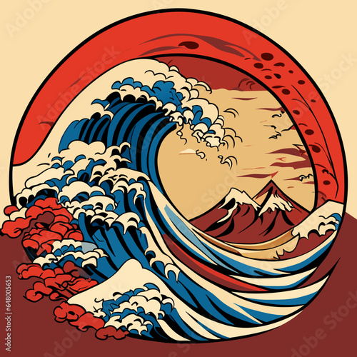 Japanese Tsunami, isolate, vector