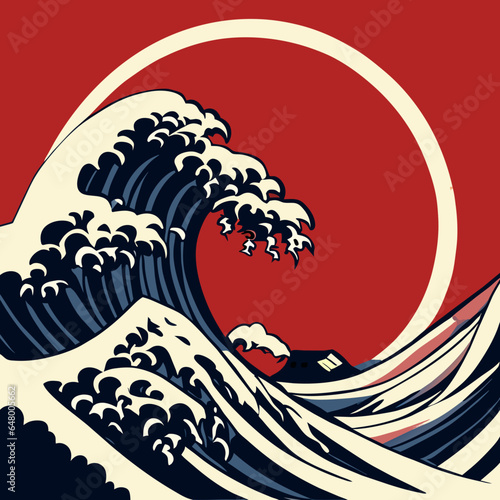 Japanese Tsunami, isolate, vector