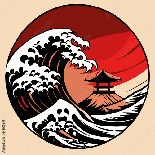 Japanese Tsunami, isolate, vector