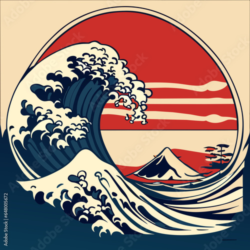 Japanese Tsunami, isolate, vector